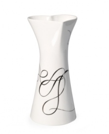 Budding romance. A loopy platinum design and heart-shaped opening define this Love Story vase with elegant whimsy. In lustrous white porcelain from Mikasa. Budding romance. A loopy platinum design and heart-shaped opening define this Love Story vase with elegant whimsy. In lustrous white porcelain from Mikasa.
