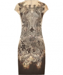 With an edgy tattoo-inspired print and a figure-hugging fit, this McQ Alexander McQueen Sheath dress will get you noticed - Round neck, short cap sleeves, fitted silhouette, all-over print, concealed back zip closure, dip-dye detail at hem - Pair with a modernized trench and statement heels With an edgy tattoo-inspired print and a figure-hugging fit, this McQ Alexander McQueen Sheath dress will get you noticed - Round neck, short cap sleeves, fitted silhouette, all-over print, concealed back zip closure, dip-dye detail at hem - Pair with a modernized trench and statement heels