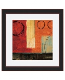 Circle meets the square. Vivid brushstrokes contrast black lines, creating a dramatic art print that appeals to modern taste. By artist Brent Nelson, this abstract design is framed in black for an especially clean finish. Circle meets the square. Vivid brushstrokes contrast black lines, creating a dramatic art print that appeals to modern taste. By artist Brent Nelson, this abstract design is framed in black for an especially clean finish.