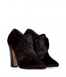 Finish your look on a modern luxe note with Vionnets rich dark brown haircalf booties - Almond toe, hidden elasticized inserts, black patent trim and leather heel cover, tapered blocky heel - Slips on - Team with modern knit tops and cropped skinny trousers, or try with opaque tights and bright sweater dresses Finish your look on a modern luxe note with Vionnets rich dark brown haircalf booties - Almond toe, hidden elasticized inserts, black patent trim and leather heel cover, tapered blocky heel - Slips on - Team with modern knit tops and cropped skinny trousers, or try with opaque tights and bright sweater dresses