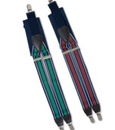 Color up your professional look with these striped suspenders from Club Room.