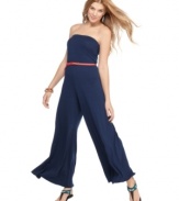 American Rag reignites the jumpsuit with tube top styling! Pairs perfectly with sandals or heels for a look that's easy, beachy and fun!