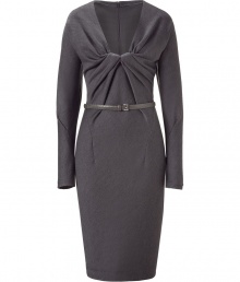 Super luxe slate tucked V-neck dress with belt - Make a statement in this feminine and sophisticated dress - Pair with fishnets, heels, and a bold-shouldered coat for instant chic - Style with opaque tights and sexy platforms Super luxe slate tucked V-neck dress with belt - Make a statement in this feminine and sophisticated dress - Pair with fishnets, heels, and a bold-shouldered coat for instant chic - Style with opaque tights and sexy platforms