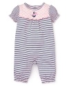 Absorba Infant Girls' Ahoy Striped Romper - Sizes 0-9 Months