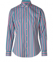 Playful and chic with its bright striping, Etros cotton button-down lends a characteristic fun edge to any outfit - Cutaway collar, long sleeves, buttoned cuffs, button-down front, shirttail hemline - Modern slim fit - Wear with a bright leather belt, tailored trousers and loafers