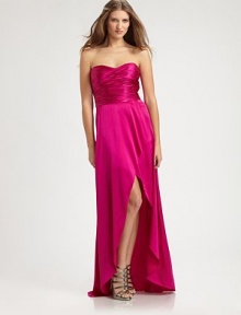 EXCLUSIVELY AT SAKS. Gorgeous silk charmeuse, in a flirty, strapless style with an artfully draped floor-length skirt.Strapless sweetheart necklineRuched bodiceDraped skirt with asymmetrical hemlineCutout back with strap detailBack drapeConcealed side zipPartially linedAbout 45 from natural waistSilkDry cleanImportedModel shown is 5'10 (177cm) wearing US size 4. EXCLUSIVELY AT SAKS. Gorgeous silk charmeuse, in a flirty, strapless style with an artfully draped floor-length skirt.Strapless sweetheart necklineRuched bodiceDraped skirt with asymmetrical hemlineCutout back with strap detailBack drapeConcealed side zipPartially linedAbout 45 from natural waistSilkDry cleanImportedModel shown is 5'10 (177cm) wearing US size 4.