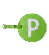 Give me a P! This big, easy-to-spot luggage tag is personalized with your initial, giving your bags an identity and helping them stand out on the luggage carousel.