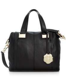 Elevate your everyday style with this sumptuous leather satchel from Vince Camuto. Glam, golden hardware and refined stitching add instant appeal, while the spacious interior provides plenty of pockets and compartments for stowing all the essentials. Elevate your everyday style with this sumptuous leather satchel from Vince Camuto. Glam, golden hardware and refined stitching add instant appeal, while the spacious interior provides plenty of pockets and compartments for stowing all the essentials.