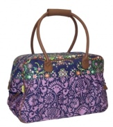 A true travel companion, this grab-and-go bag gives you a structured shape and vibrant patterned exterior to fit your lifestyle and express your personality. With leather detailing, the unique design of this bag stands sophisticated and elegant among other carry-ons and opens to reveal a contrast printed lining with multiple pockets that keep essentials on call. 1-month warranty.