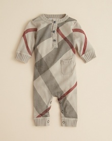 Crafted in the coziest knit cotton, this chunky check-print coverall is about as cute and comfy as it gets. Crafted in the coziest knit cotton, this chunky check-print coverall is about as cute and comfy as it gets.