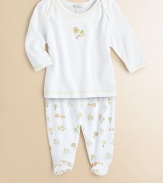 A delightful two-piece set, crafted in lush pima cotton, with cute owl print and contrast stitching.Envelope necklineLong sleevesPullover styleElastic waistbandPima cottonMachine washImported