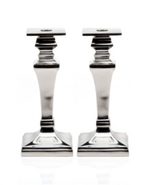 Dim the lights and elevate the room. Rendered in pure aluminum, Godinger's Square candlesticks decorate elegant spaces with classic sophistication. Dim the lights and elevate the room. Rendered in pure aluminum, Godinger's Square candlesticks decorate elegant spaces with classic sophistication.
