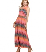 Zigzags get a lean makeover with this dress from Fire that pairs the graphic print with an elongated silhouette!