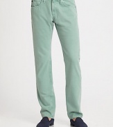 A fan favorite in a slim-straight silhouette gets a subtle touch of color with this sulfur green grass wash.Five-pocket styleInseam, about 3465% cotton/35% tencelMachine washMade in USA