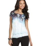 Fade into dreamy style with this top from BCX that adds color to your girl-next-door style!