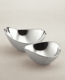 Graceful, imaginative, award-winning contemporary design distinguishes Nambé gifts and collectibles. Each item is designed by an artist as a personal expression of balance in form, beauty in materials, and precise function. The exquisitely simple 7 butterfly bowl is cleanly styled of polished cast metal in an asymmetrical and contemporary shape. Shown on right. Graceful, imaginative, award-winning contemporary design distinguishes Nambé gifts and collectibles. Each item is designed by an artist as a personal expression of balance in form, beauty in materials, and precise function. The exquisitely simple 7 butterfly bowl is cleanly styled of polished cast metal in an asymmetrical and contemporary shape. Shown on right.