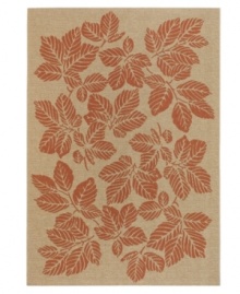 Woodsy ways. Made from structured-weave polypropylene, this leaf-laden area rug from Couristan is 100% recyclable and resistant to fading, mildew and mold -- a beautiful piece indoors or out. Woodsy ways. Made from structured-weave polypropylene, this leaf-laden area rug from Couristan is 100% recyclable and resistant to fading, mildew and mold -- a beautiful piece indoors or out.