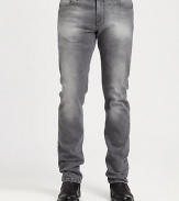 Impeccable Italian denim is tailored with a slimmer straight-leg and treated and distressed to resemble with a washed, well-worn look.Five-pocket styleInseam, about 3298% cotton/2% elastaneDry cleanMade in Italy