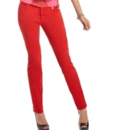 Dare to pop in these fire hot skinny jeans from Baby Phat – a bold-colored variation to your trusty blues! (Clearance)