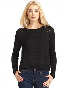 THE LOOKWide ribbed inset neckOpen-weave detail at shouldersDouble knit-in slash pocketsRibbed cuffs and split hemTHE FITAbout 24 from shoulder to hemTHE MATERIAL54% acrylic/30% nylon/15% woolCARE & ORIGINDry cleanImportedModel shown is 5'9½ (176cm) wearing US size Small. 
