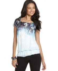 Fade into dreamy style with this top from BCX that adds color to your girl-next-door style! Fade into dreamy style with this top from BCX that adds color to your girl-next-door style!