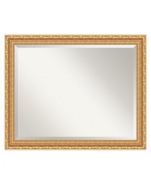 Like the magnificent palace for which it's named, the Versailles wall mirror has an incredible richness and grandeur. With floral trim and an inner filigree pattern, the radiant gold frame adds an element of French opulence to formal decor. Like the magnificent palace for which it's named, the Versailles wall mirror has an incredible richness and grandeur. With floral trim and an inner filigree pattern, the radiant gold frame adds an element of French opulence to formal decor.