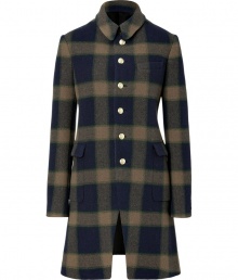 Work an exquisitely English edge into your outerwear wardrobe with Josephs eye-catching navy and olive checked coat, tailored to perfection with razor sharp pleats - Softly rounded collar, long sleeves, buttoned cuffs, button-down cutaway front, flap pockets, pleated back, tailored fit - Pair with chic Chelsea boots and a statement handbag Work an exquisitely English edge into your outerwear wardrobe with Josephs eye-catching navy and olive checked coat, tailored to perfection with razor sharp pleats - Softly rounded collar, long sleeves, buttoned cuffs, button-down cutaway front, flap pockets, pleated back, tailored fit - Pair with chic Chelsea boots and a statement handbag