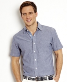 Get classic style in a snap with this sweet chambray shirt from Nautica.