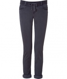 Stylish pants made ..of fine, dark gray stretch cotton from LA fashion label James Perse - Sexy-yet-casual design features drawstring waist, belt loops, skinny cut, causal rolled legs and one back-flap pocket - Pair with a hip tee, cashmere pullover and flats, or with a silk tank and ankle boots Stylish pants made ..of fine, dark gray stretch cotton from LA fashion label James Perse - Sexy-yet-casual design features drawstring waist, belt loops, skinny cut, causal rolled legs and one back-flap pocket - Pair with a hip tee, cashmere pullover and flats, or with a silk tank and ankle boots
