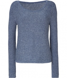 With a cool textural marled knit and effortless look, Rag & Bones blue cotton pullover is a modern classic - Wide neckline, long sleeves - Slim fit - Wear with a tissue tee, coated skinnies and flats