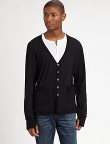 Luxurious, layering favorite you'll look to season after season, shaped in soft cotton and characterized by contrast stitching.ButtonfrontWaist patch pocketsCottonMachine washImported