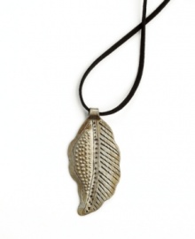 Eco-friendly by nature, the Exotic Leaf pendant is hand-cut and hammered in recycled steel, giving each piece a special, rustic quality. The artisan finishes the leaf with a coat of varnish before drying it in warmth of the Caribbean sun. Eco-friendly by nature, the Exotic Leaf pendant is hand-cut and hammered in recycled steel, giving each piece a special, rustic quality. The artisan finishes the leaf with a coat of varnish before drying it in warmth of the Caribbean sun.