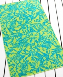 There are plenty of fish in the sea. A motif of fish and underwater plants in a vibrant palette offers a fun and playful appeal in this Coral Reef beach towel from Lauren by Ralph Lauren. There are plenty of fish in the sea. A motif of fish and underwater plants in a vibrant palette offers a fun and playful appeal in this Coral Reef beach towel from Lauren by Ralph Lauren.