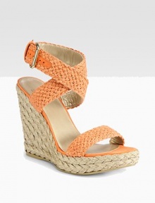 EXCLUSIVELY AT SAKS IN NAVY. Adjustable, crocheted cotton straps make their way up the ankle, finishing with a classic espadrille wedge and platform. Straw-covered wedge, 5 (125mm)Straw-covered platform, 1 (25mm)Compares to a 4 heel (100mm)Crocheted cotton upperLeather and suede liningRubber solePadded insoleImportedOUR FIT MODEL RECOMMENDS ordering true size. 