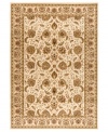 Taking its namesake from the original Kashan rugs of Persia, this area rug displays a regal look with intricate medallions in a light gold, cream, sage colorway with hints of crimson. Made in the USA of lush, heat-set polypropylene for sheer durability and effortless style.
