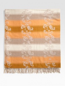 Fresh stripes and a unique paisley renews the classic throw, woven in Italy from fine wool with fringed ends and versatile style. Fringed endsLogo corner detail59 X 75WoolDry cleanMade in Italy Fresh stripes and a unique paisley renews the classic throw, woven in Italy from fine wool with fringed ends and versatile style. Fringed endsLogo corner detail59 X 75WoolDry cleanMade in Italy