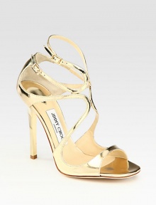 From the 24:7 Collection. Shiny mirrored metallic leather style with a duo of adjustable ankle straps. Self-covered heel, 4½ (115mm) Mirrored metallic leather upper Leather lining and sole Padded insole Made in ItalyOUR FIT MODEL RECOMMENDS ordering true size.. 