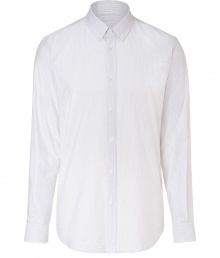 Stylish button down shirt in ultra-fine, white cotton - Discreetly chic plaid pattern - Modern, slimmer cut - Small collar and button cuffs - Elegant crease detail at sleeves - A polished classic ideal for both work and play - Pair with jeans, chinos or a suit