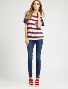 Vibrant stripes imbue this featherweight silk and cashmere pullover with a touch of sporty-chic.ScoopneckPleated shouldersLayered short sleevesRibbed hemAbout 26 from shoulder to hem85% silk/15% cashmereDry cleanImportedModel shown is 5'10 (177cm) wearing US size Small.