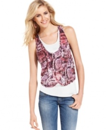 Go for the layered look with this GUESS python-print & solid tank -- perfect for casual-cool style! Go for the layered look with this GUESS python-print & solid tank -- perfect for casual-cool style!