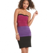 Introduce color therapy into your party wardrobe with this bodycon dress from Wishes Wishes Wishes that's designed with vibrant, on-trend colorblocking!