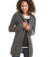 Cozy up to this hooded sweater from JJ Basics – the perfect layering piece for cute, wintery style.