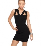 Get party-fied in this hot dress from Apple Bottoms that sports bandage stripes and cool shoulder straps!