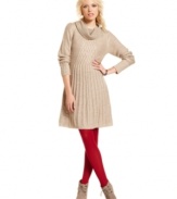 A toasty look to usher in the dipping temps, Jessica Simpson's Stiva sweater dress features a chunky cowl neck and classic a-line design.