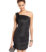 Dress like a star. Sugar & Spice's glittered, one-shoulder dress pairs red-carpet sophistication with style that totally allures.