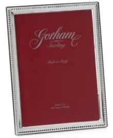 Sumptuous sterling silver and time-honored Italian craftsmanship make Gorham's Milazzo picture frame worthy of your finest moments. With a braided edge and polished finish. Sumptuous sterling silver and time-honored Italian craftsmanship make Gorham's Milazzo picture frame worthy of your finest moments. With a braided edge and polished finish.