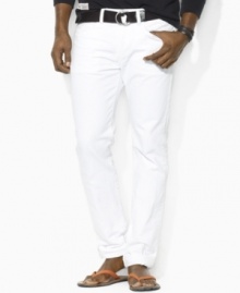 Light, timeworn denim lends a vintage quality to the essential Perry wash jean, crafted in a classic fit with a sleek, straight leg. Light, timeworn denim lends a vintage quality to the essential Perry wash jean, crafted in a classic fit with a sleek, straight leg.