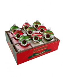 Reflect on happy holidays with this 1940's vintage-style Shiny Brite set from Christopher Radko. Brilliant ball ornaments mixing red, green and silver bring traditional brilliance to the Christmas tree. Reflect on happy holidays with this 1940's vintage-style Shiny Brite set from Christopher Radko. Brilliant ball ornaments mixing red, green and silver bring traditional brilliance to the Christmas tree.
