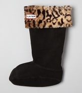 Hunter Welly fleece sock liners will keep your feet warm and trendy in exotic, leopard-printed fleece. They're a perfect pairing with your favorite Hunter Boot styles (not included).