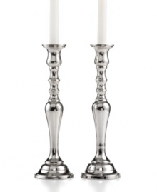 It's all about ambiance. Handcrafted in polished nickel plate, Hampton candlesticks from Leeber bring good old-fashioned grandeur to light. It's all about ambiance. Handcrafted in polished nickel plate, Hampton candlesticks from Leeber bring good old-fashioned grandeur to light.
